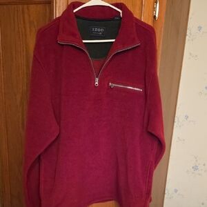 Izod Men's Zip Up Red Sweater